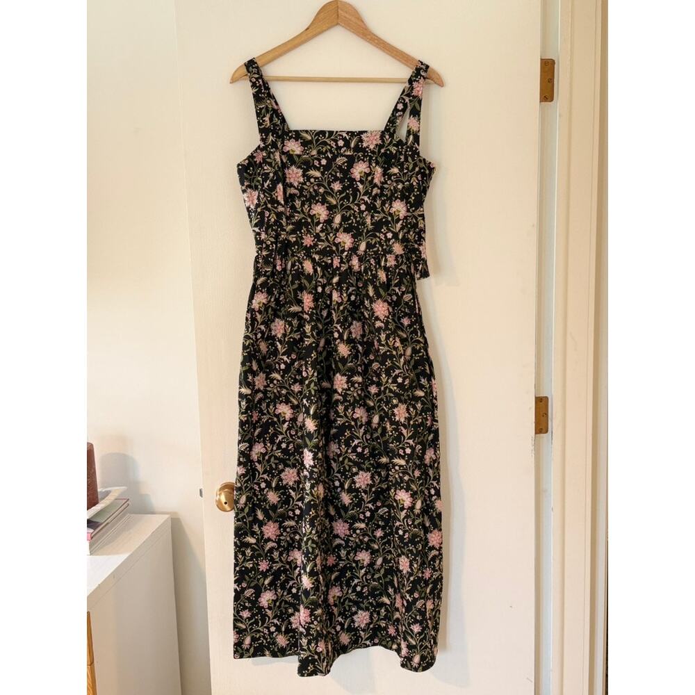Joie Floral Midi Dress Cottage Garden Print Sleeveless Pockets ✨